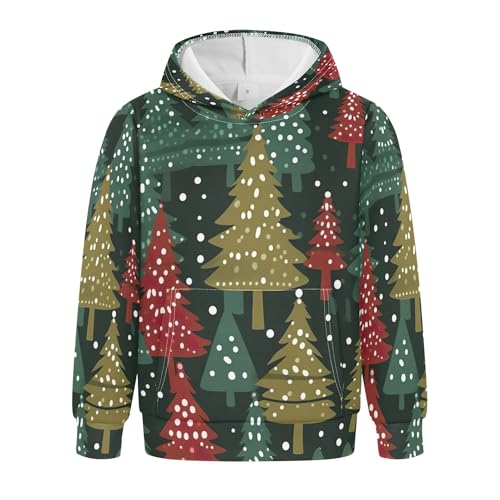 Kids Hoodies Sweaters Christmas Xmas Trees Hooded Sweatshirts with Big Pockets for Boys Girls B0400328