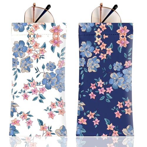 Image of Anikathy 2Pcs Sunglass Eyeglass Glasses Case Soft PU Leather with Cleaning Cloth Portable Glasses Pouch Bag for Men Women