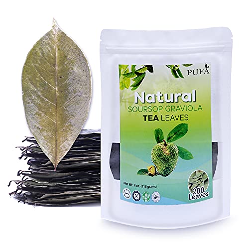 PUFA Soursop Graviola Leaves 4oz (118g.) Herbal & Organic Whole Dry Leaves for Making Tea, Support All Natural Immune System | Health Improvement| (200 leaves)