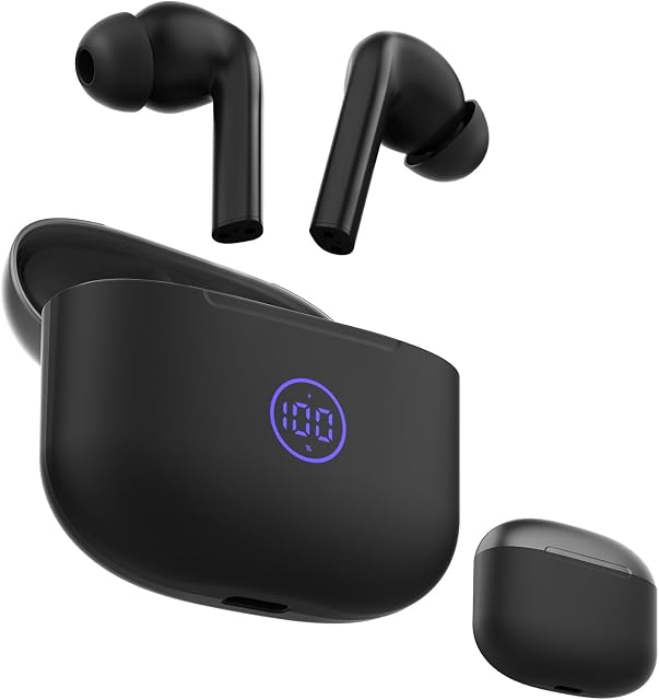 NOBIS True Wireless Earbuds, Bluetooth 6.0 Bluetooth Headphones | with 30Hrs Playtime & ENC Noise Cancelling, IPX4 Waterproof Touch Control Wireless EarBuds for IPhone/Android with Microphone