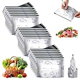 Reusable Aluminum Foil Sealable Storage Bags, 2025 New Stand Up Foil Sealable Bags for Food, Resealable Vacuum Zipper Pouches with Label and Zip Lock for Fruit Vegetable Meat (30, Small)