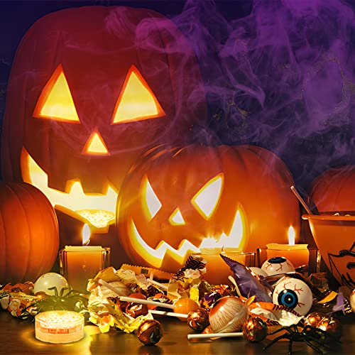 Creatrek Pumpkin Lights with Remote, Battery Operated Jack O Lantern Lights for Pumpkins, Halloween Decor, Puck, Bathtub, Hot Tub, Party, 4 Pack - image 6