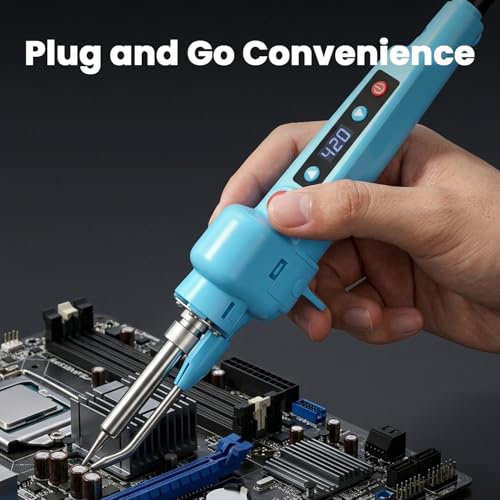 Image of Serplex 100W Digital Soldering Gun with Auto Wire Feeder, LCD Temperature Control 200-650C, Fast Heating Electric Soldering Iron Pen for Electronics Repair (EU Plug)