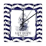 godblessign Boat Lighthouse Anchor Wall Clock Beach Square Clocks The Beach is Calling 15 Inch Wall