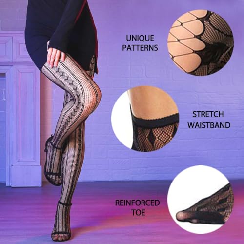 Image of Lace Patterned Fishnet Stockings Sexy Fishnet Pantyhose Party Lace Leggings for Women