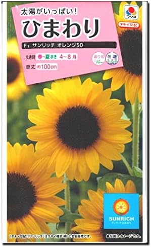 Amazon ひまわり 種子 タキイ交配 ひまわり F1サマーサンリッチ オレンジ50 育苗可能本数 およそ10本 2ml 花