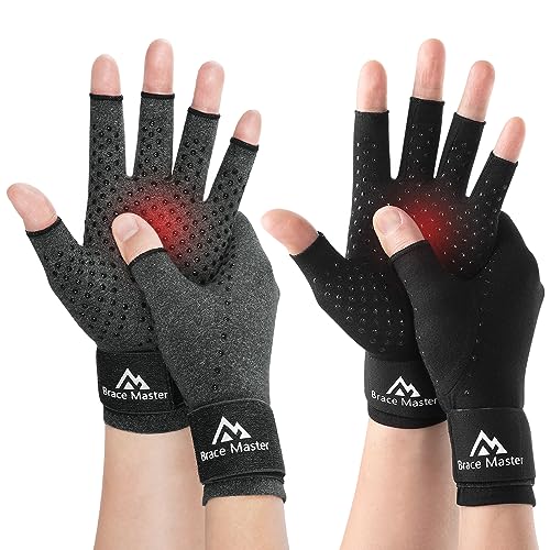 2 Pares de Guantes de Artritis para Mujeres y Hombres, Guantes de Compresion para reumatoide, osteoartritis, Dolor del túnel carpiano, M