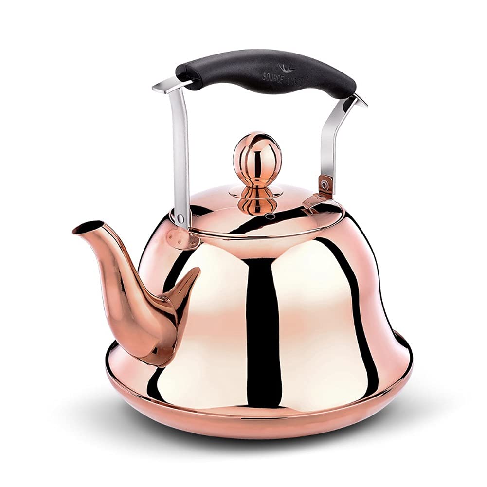 TYUHDUYUR Stainless Steel Whistling Kettle Gas Induction Cooker Water Pot Household Gas Kettle Creative Teapot (Color : Gold) ()