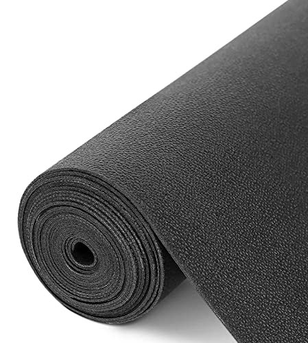 Image of Shelf Liner Kitchen Drawer Liner Cabinet Liners Non-Adhesive Refrigerator Liners with Waterproof Durable Table Place Mat for Cupboard Shelves Pantry Bathroom Drawer Tool Box-Black, 17.5 x 354 inches