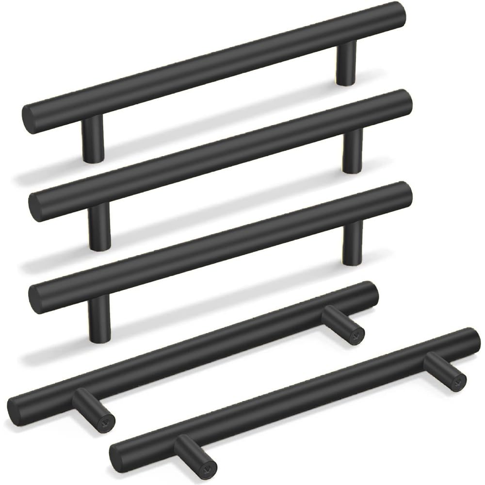 TOMVAES Five-Pcs Black Handle Wardrobe Door Handle Drawer Cabinet Shoe Cabinet Light Luxury Modern Minimalist American Nordic Small Double Hole Handle