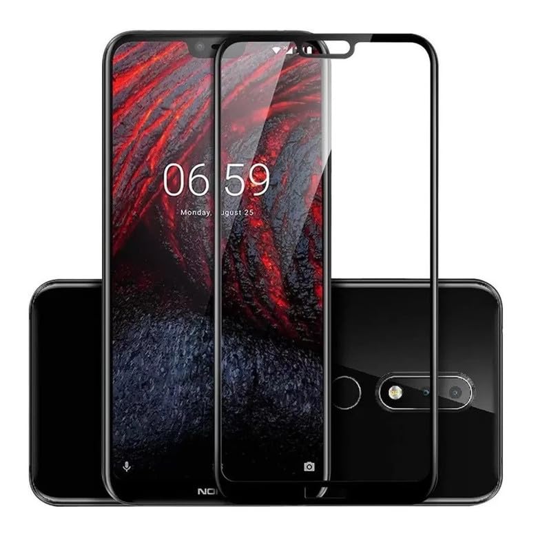 Image of FirstChoice 9H 5D Tempered Glass Full Edge To Edge Coverage Screen Protector Screen Guard For Nokia 6.1 Plus (Nokia X6) - Black