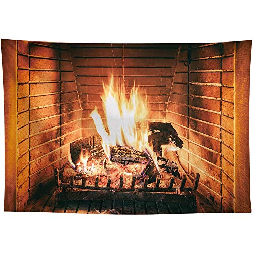 Fotohintergrund für Halloween, 2,4 x 1,8 m, groß, warm, Kamin, Flaming, Holz, Hintergrund für Kinder, Familie, Camping, Grillen, Party,