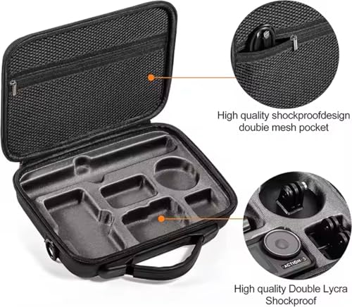 Image of M.G.R.J Travel Portable Bag Compatible for DJI Osmo Action 6 / Action 5 Pro / 4 /3 Camera & Adventure Combo Accessories Carrying Case (Hard|EVA|Black)