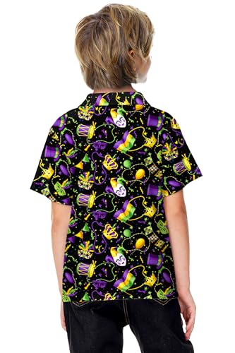 Image of AOBUTE Kids 4th of July Polo American Flag Short Sleeve Button Down Shirts Tops 3-14 Years