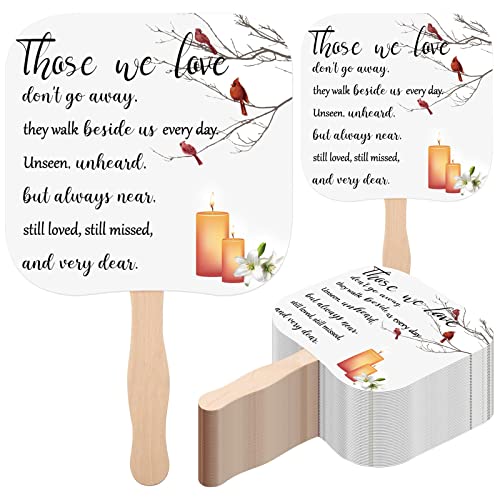 Image of Sherr 50 Pcs Funeral Sympathy Memorial Gifts Favor Bulk Christian Church Fans Handheld Memorial Service Favors Those We Love Don't Go Away Decoration