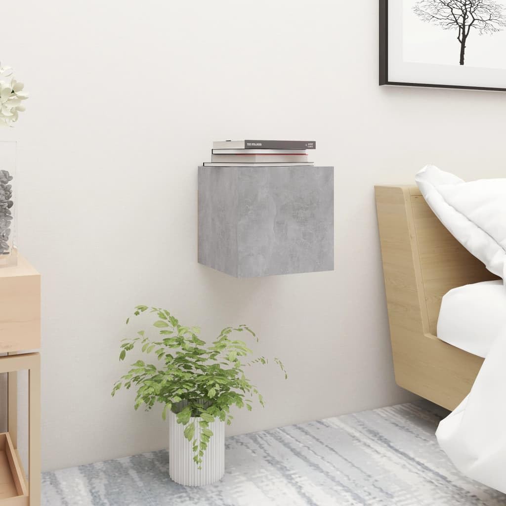 Comodini 2 pezzi, grigio cemento, 30,5 x 30 x 30 cm, in legno, per camera da letto, ufficio, studio
