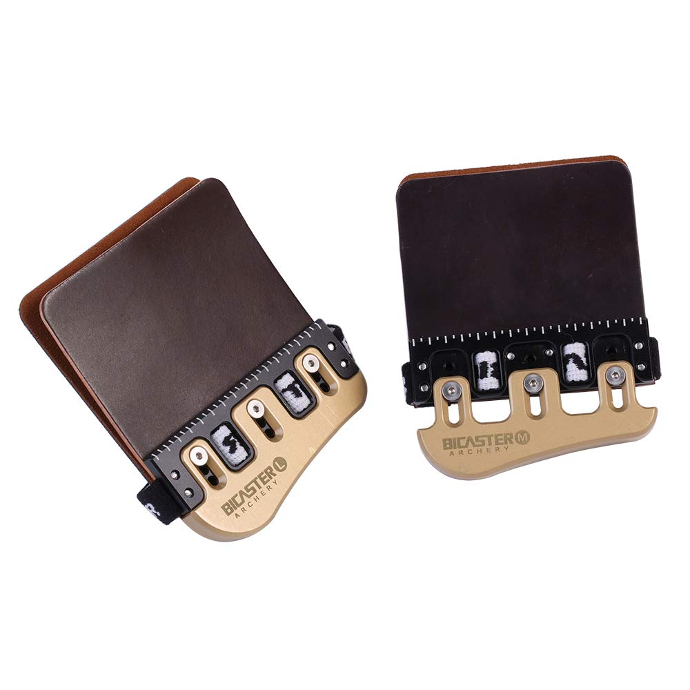 BICASTER Barebow Horween Cordovan Cuir + Laiton Protège-Doigts pour tir à l'arc Main Droite