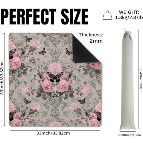 33"x33" Tapete de Mahjong Floral Rosa/Gris miniatura 5