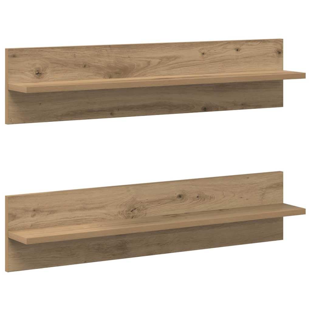 Juego de 2 estantes de pared de roble Artisan, 80 x 11,5 x 18 cm, diseño moderno, robusto, de madera, mini estantería para salón, dormitorio, pasillo