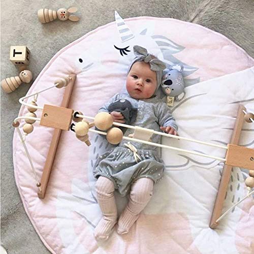 Abreeze Play Mat Round Rug Unicorn Crawling Blanket Infant Game Pad Tummy Time Mat Nursery Rug Baby Girl Baby Gym Activity Room Decor Unicorn Washable Soft Carpet