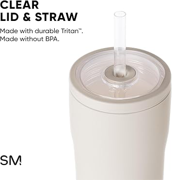 Simple Modern Glass Iced Coffee Cup with Straw Lid | 20oz | Beige