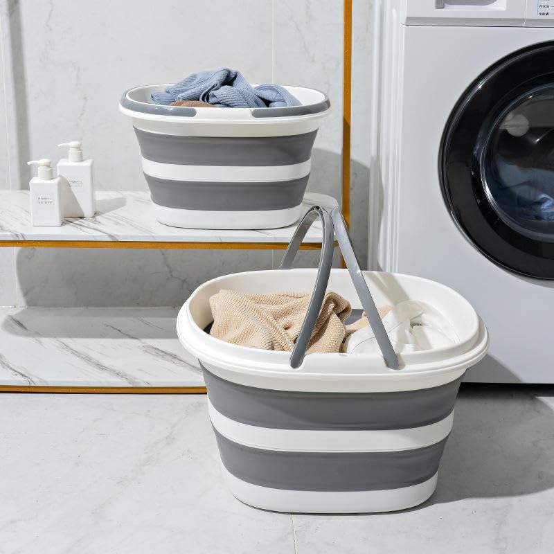 Seau à franges pliable de 16 l idéal pour le camping et le rangement extérieur