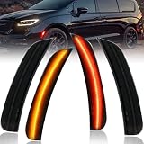 NJSBYL LED Side Marker Lights for 2017-2022 Chrysler Pacifica, 2020-2022 Voyager Smoked Lens Amber/Red Front Rear LED Turn Signal Light Kits 192-SMD Sidemarker Lamps Replace OEM 68229423AA 68229424AA