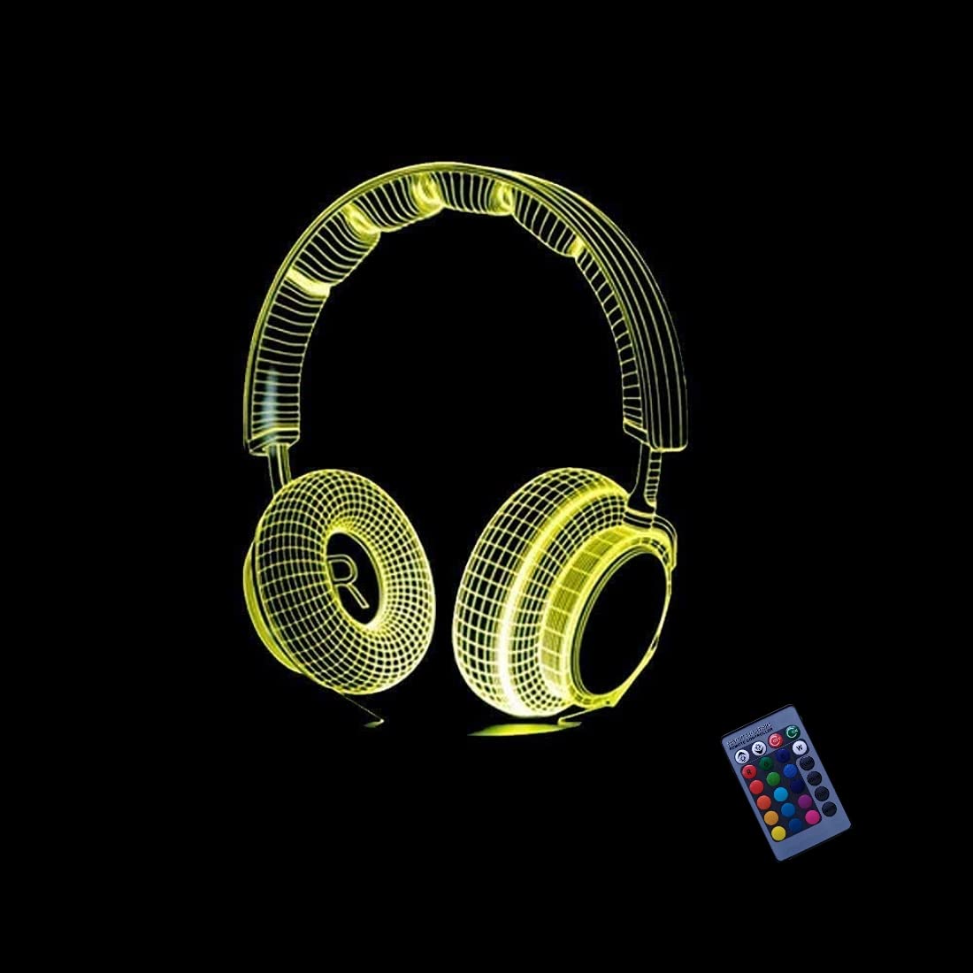 3D Headset Nachtlicht Mit 16 Farben & Fernbedienung – Optische Täuschung Lampe, USB-betrieben, Für Kinderzimmer