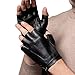 Produktbild WEPOP Fingerlose Handschuhe Fahrhandschuhe PU Leder Kunstleder Kleid Draussen Sport Motorrad Radfahren Klettern Fitnessstudio für Männer Frauen (1 schwarz, L)