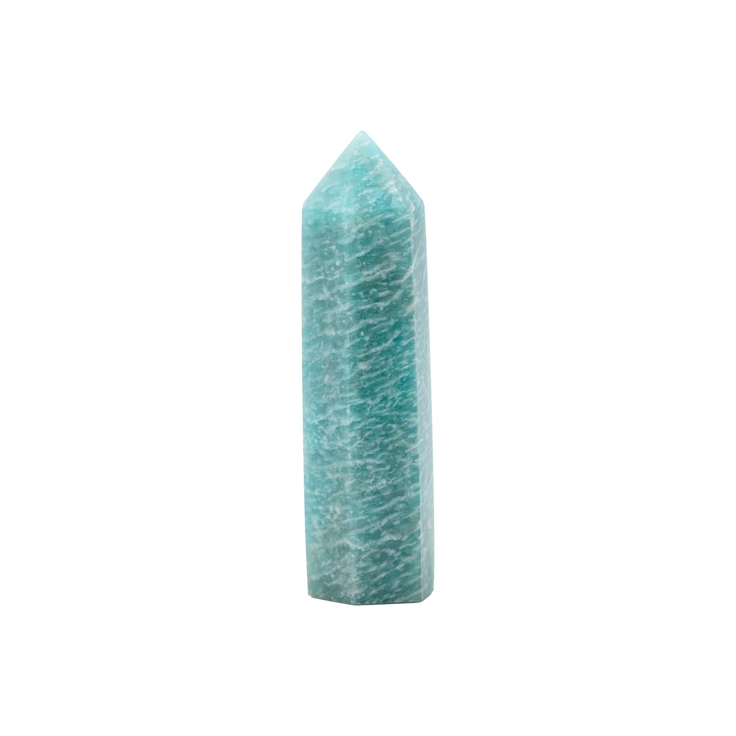 Natural Blue Amazonite Healing Crystal Hexagonal Pointed Prism Decor