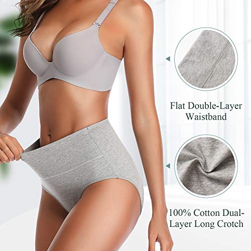 Image of Womens Underwear,Cotton Mid Waist No Muffin Top Full Coverage Brief Ladies Panties Lingerie Undergarments for Women Multipack