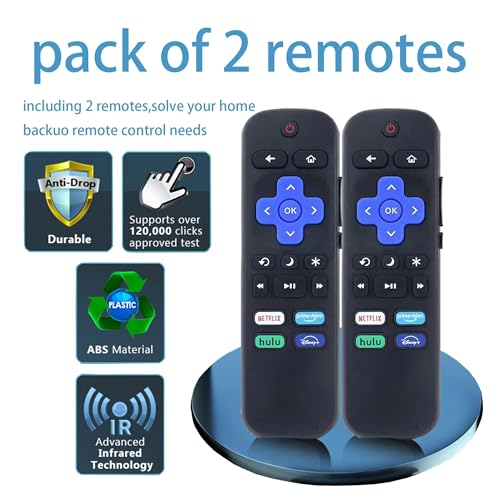 Télécommande de remplacement Roku noire lot de 2 accessoires pour Smart TV
