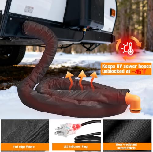 Image of Sewer Hose with Heated Sleeve Avoid Freezing at -45F, Blue Rv Sewer Hose kit ,Sewer Hose for Rv Camper /Rv Accessories (15FT-1)