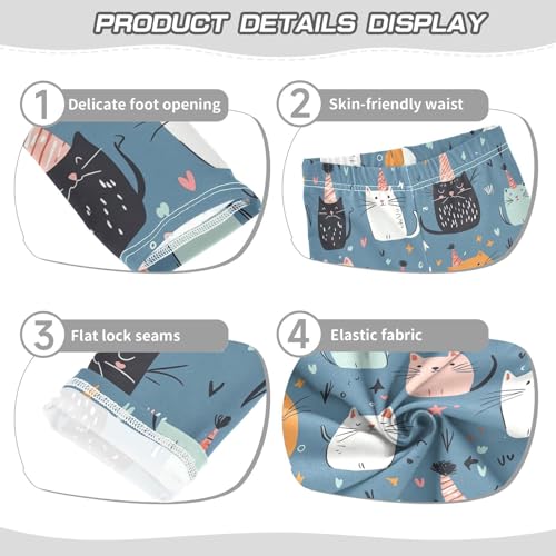 Cats on Blue Girls Leggings,Workout Leggings for Girls Toddler Athletic Legging Size for 3-10T3