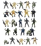 Hiawbon 25 pcs 1:87 Scale Miniature People Figurines Set Mini Soldier Models Military Base Battlefield People Figures for Miniature Scenes