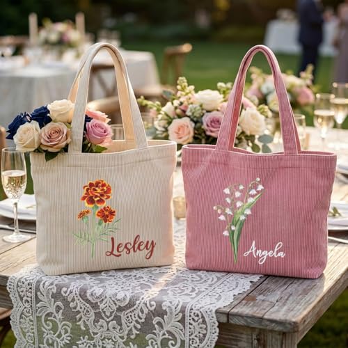 Bolso tote personalizado de pana bordado para mujer miniatura 5