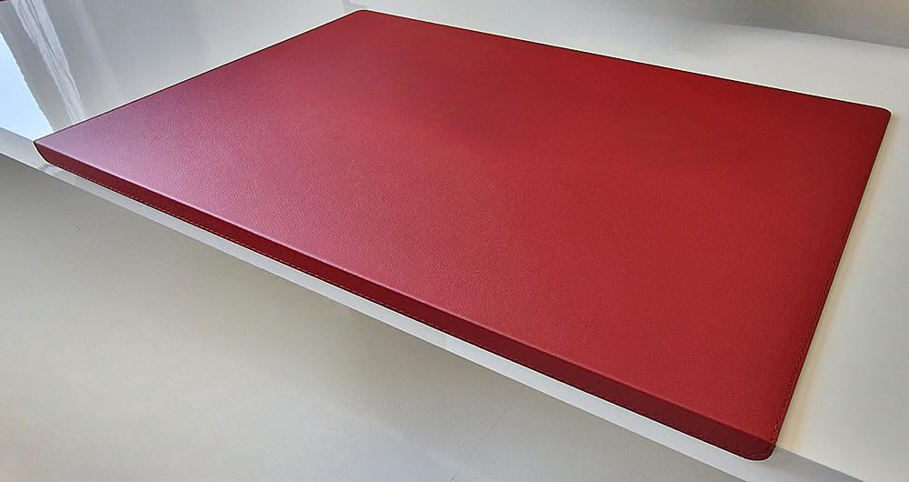 Gewinkelte Schreibtischunterlage mit Kantenschutz sanft lux Leder 70 x 47 Rot