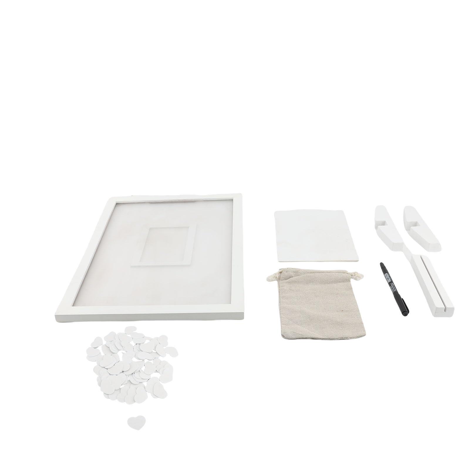 Libro de Firmas con Marco de Madera Abatible, Alternativa con Marco de Fotos de Corazones para Firma Suave y Accesorios Completos para Colocar en la Pared o sobre la Mesa