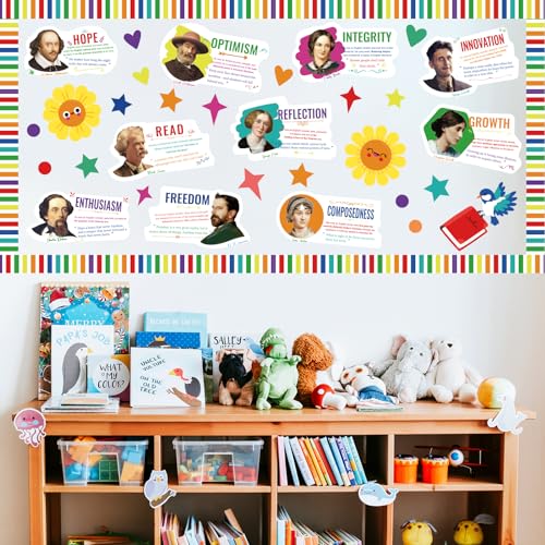 gisgfim Author Literature Bulletin Board Decoration Set English Literature Author Cutouts Motivational Classroom Decor Supplies for Teacher Elementary Middle High School Home Wall(Author)