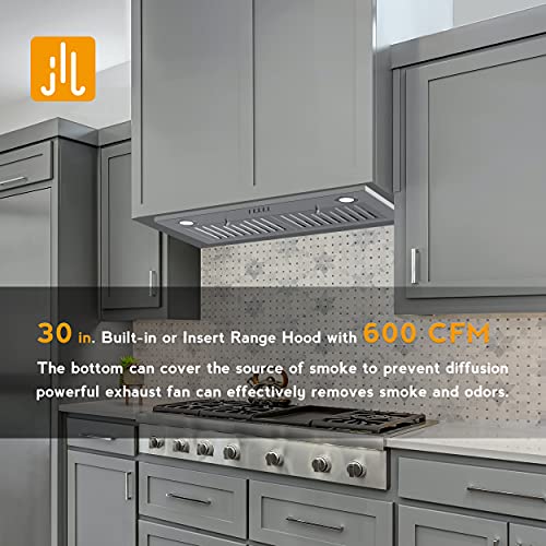 FIREGAS Builtin/Insert Range Hood 30 inch with 600 CFM, Ducted