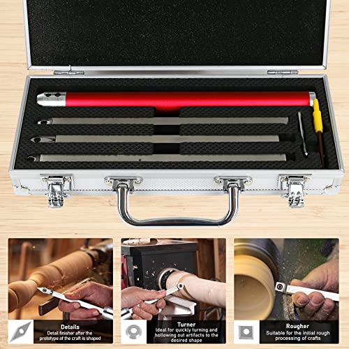 Wmlbk Carbide Lathe Tools, Carbide Tipped Wood Turning Tool Set With Carbide Milling Cutters,Removable Aluminium Handle & Carry Case Lathe Chisel Set For Wood Lathe Rougher Finisher Detailer,Red #TOP6