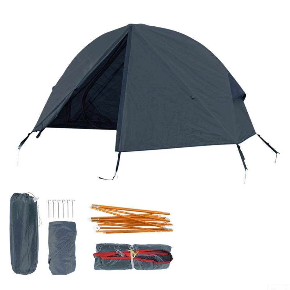 2-lagiges, wasserdichtes Camping-Schlafbett, erhöhter Outdoor-Unterschlupf mit Netz-Innenseite für Wandern, Rucksackreisen, leichte Stangen aus Aluminiumlegierung, einfacher Aufbau, 200 x