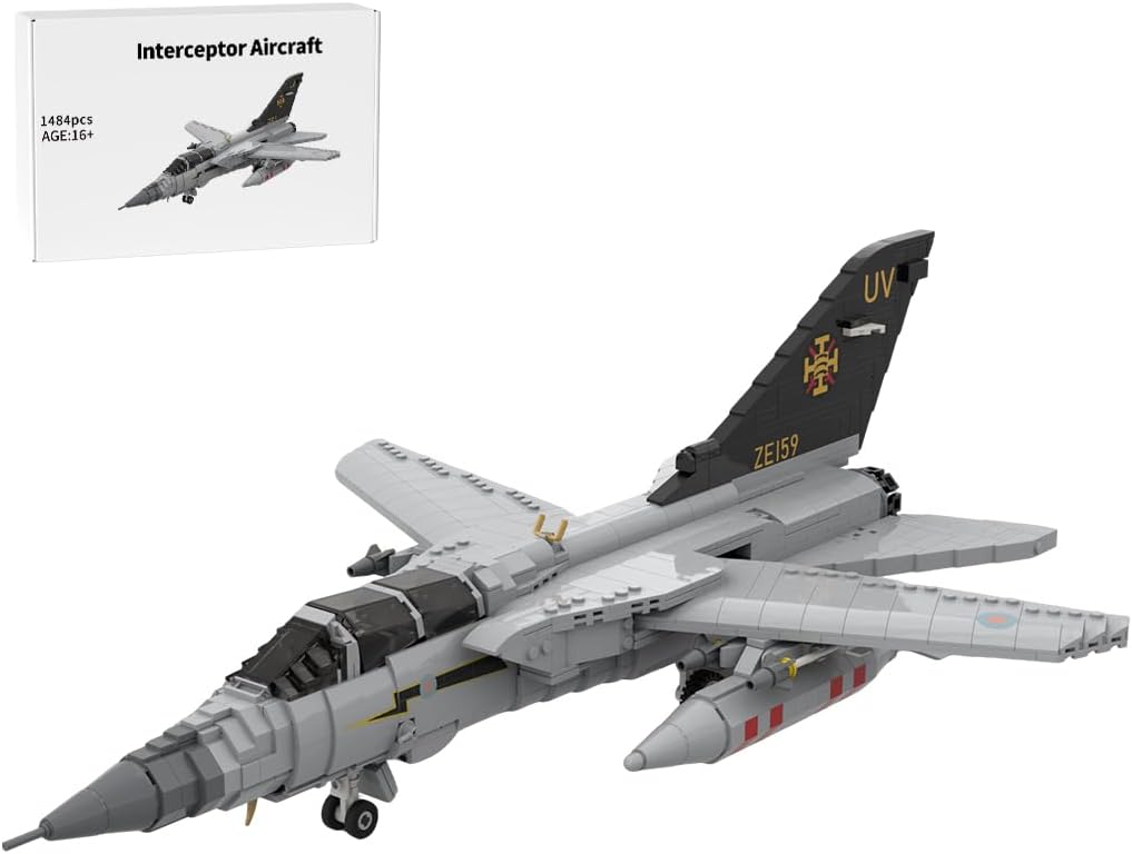 MOC-214330 1:35 Military P-80 Shooting Fighter Building Block Set, 467 Pieces Air Force Airplane Bricks Model Set, Home and Office Decor & Collectible Gift for Adults