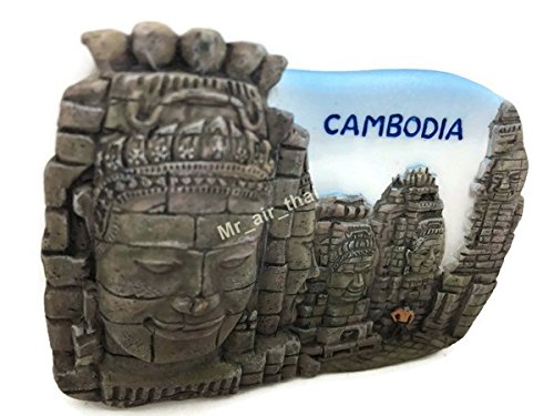 WitnyStore Tiny 2¾" Bayon Temple Angkor Thom Cambodia Magnet - Miniature Hand Made Resin 3D Asia Landmark Tourist Attractions Decorative Refrigerator Fridge Magnets Collectible Traveler Souvenir Gifts