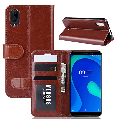Kezaizhe Coque for Wiko Y80 Housse en Cuir PU TPU Magnétique Protection étui for Y80 Wiko Y 80 2019 Telephone Portable Portefeuille Fonction Support (Brown)