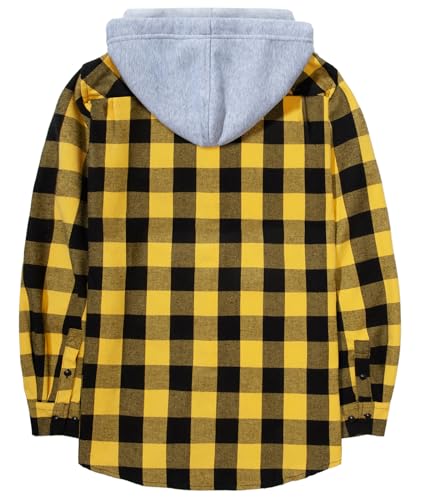 Image of SCODI Mens Flannel Hoodie Shirt Casual Button Down Plaid Long Sleeve Shirts