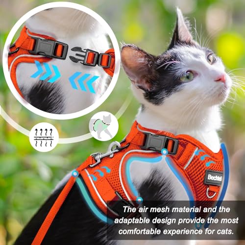 Cat Harness and Leash for Walking, Three in One Adjustable Breathable Harness for Cats, Easy to Control Reflective Escape Proof, Cat Products, Orange, S - Image 6