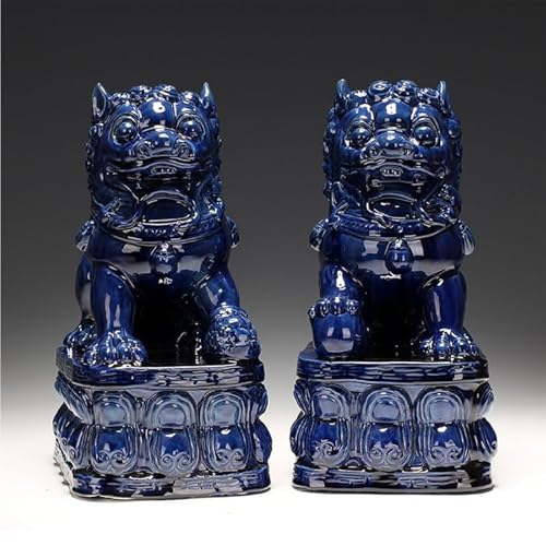 Estatuas de Perros Foo Chinos Feng Shui de Cerámica 10 Pulgadas miniatura 2