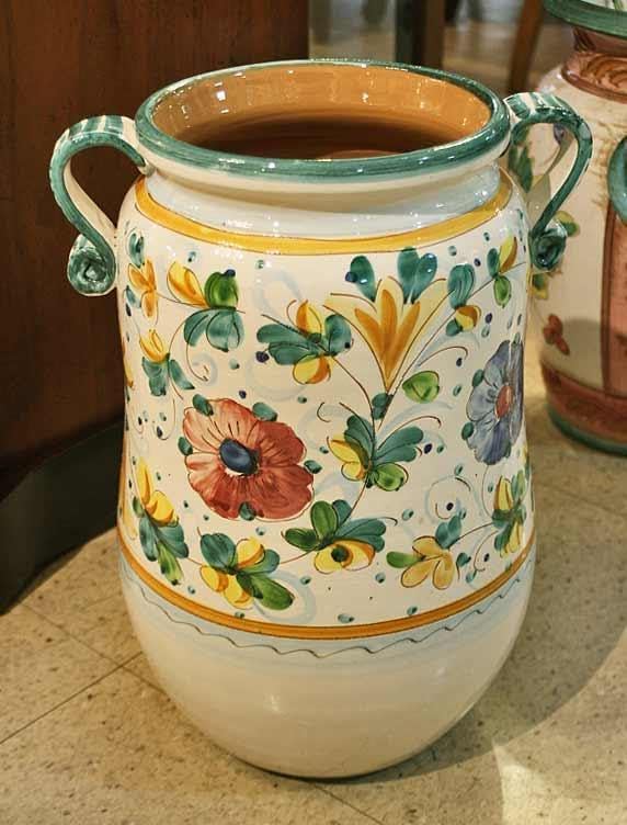 イタリア 傘立て 大花瓶 グリーン 花柄 手描き グラフィート 1653‐GR イタリア 傘立て 大花瓶 グリーン 花柄 手描き グラフィート 1653‐GR