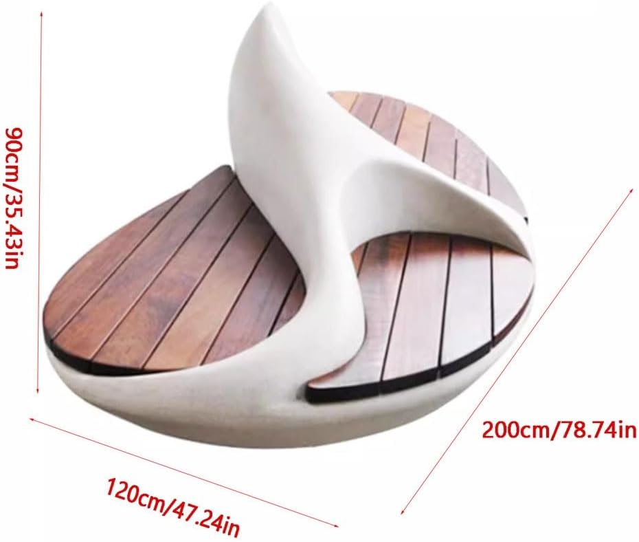 Patio Benches for Outdoors Fiberglass Leisure Chair, Outdoor Wood Veneer Rest Chair, Shopping Mall Public Area Waiting Chair, Square Park Stool Garden Benches for Outdoors
